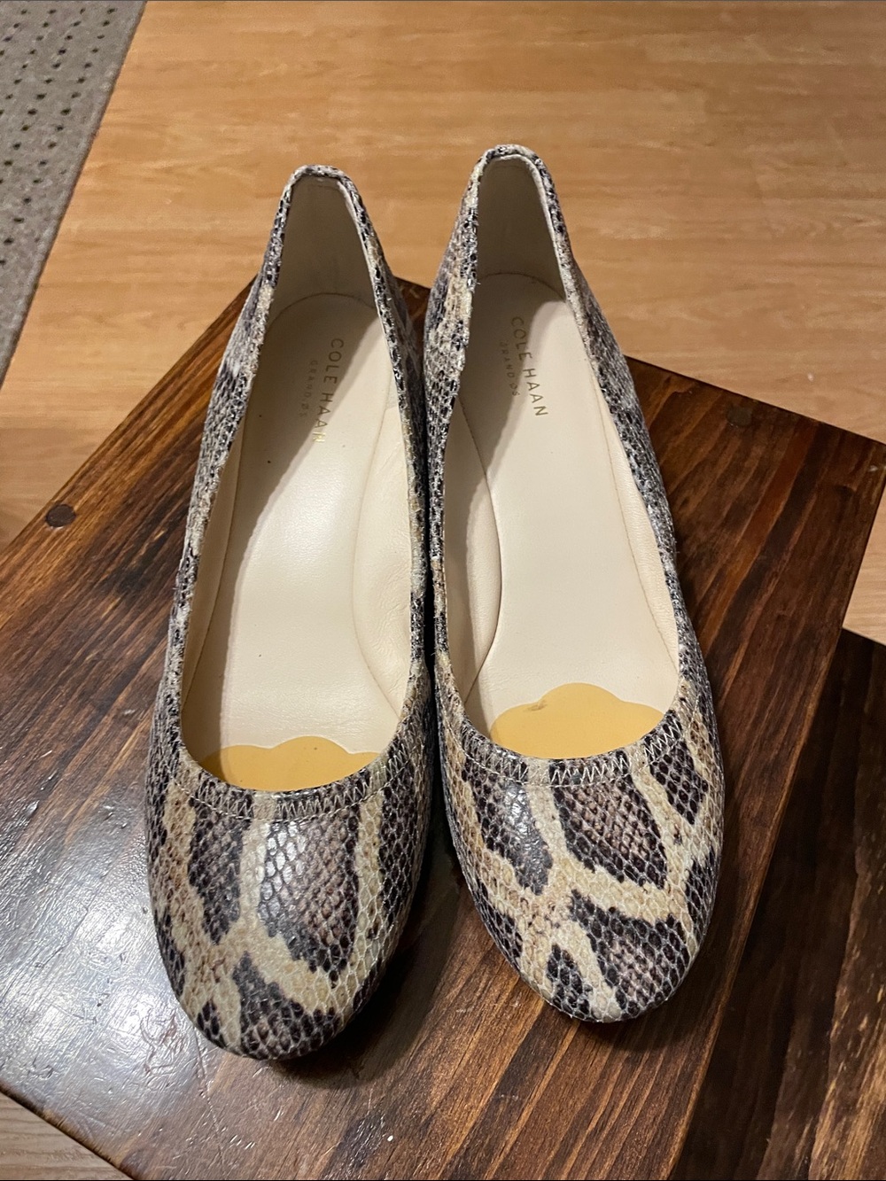 Cole Haan Neutral Snakeskin-Print Ballet Flats